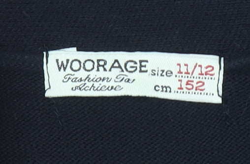 Woorage Boys Black Cotton Acrylic Button-Up Cardigan Size 11-12 Years