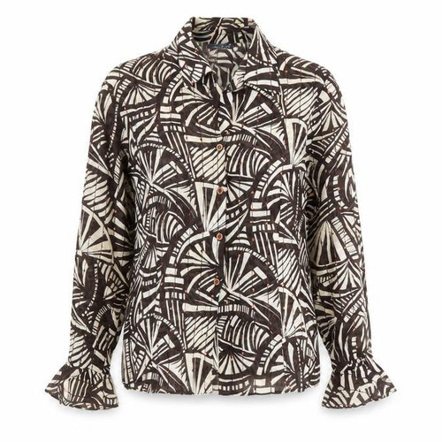 Saloos Women’s Brown Abstract Sequin Blouse Size 18 Long Sleeve