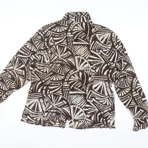 Saloos Women’s Brown Abstract Sequin Blouse Size 18 Long Sleeve