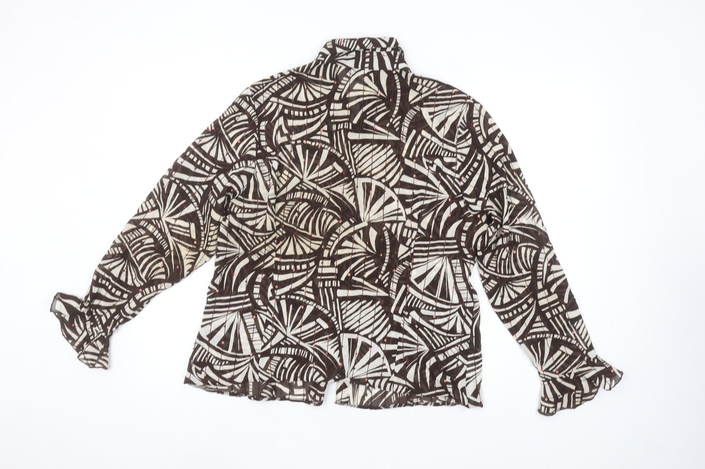 Saloos Women’s Brown Abstract Sequin Blouse Size 18 Long Sleeve