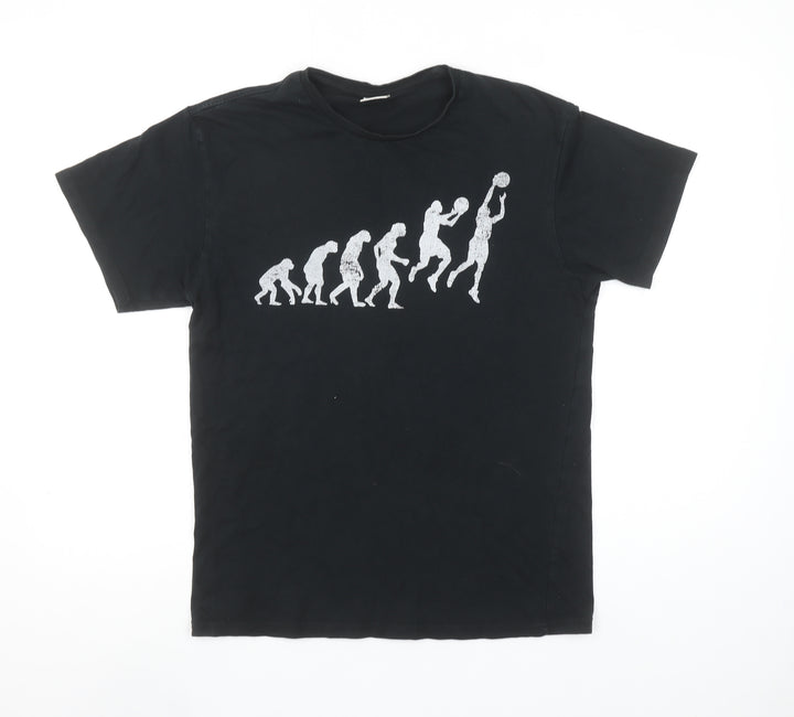 Uneek Men’s Black Cotton Funny Sports Graphic T-Shirt Size S