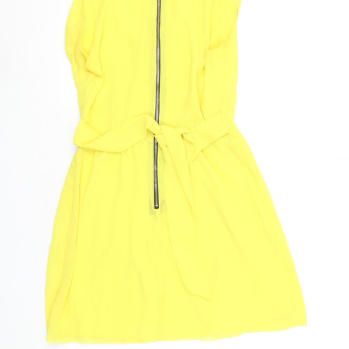 Wal G Women's Yellow Sleeveless Wrap Short Dress Size S