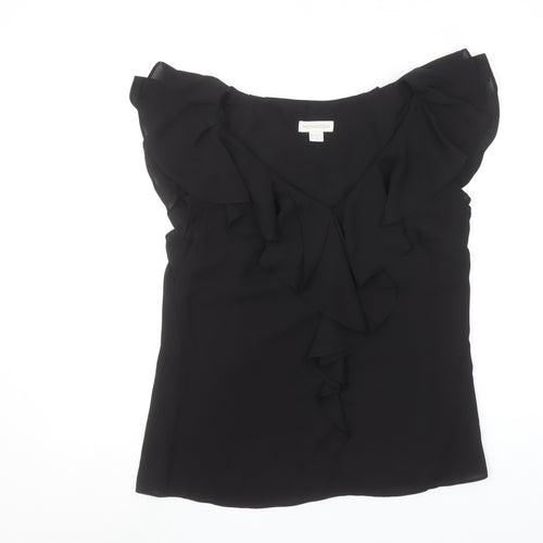 Monsoon Women's Black Ruffle Chiffon Sleeveless Blouse Size 10