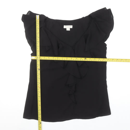 Monsoon Women's Black Ruffle Chiffon Sleeveless Blouse Size 10