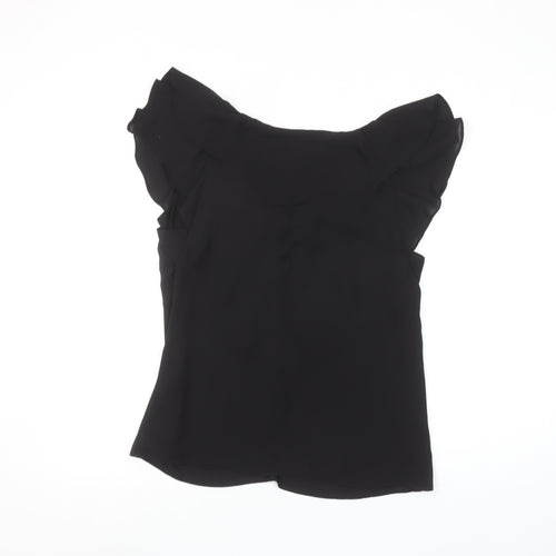 Monsoon Women's Black Ruffle Chiffon Sleeveless Blouse Size 10