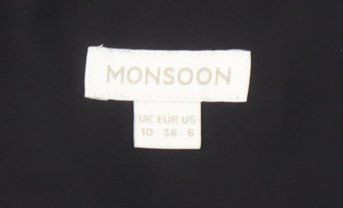 Monsoon Women's Black Ruffle Chiffon Sleeveless Blouse Size 10