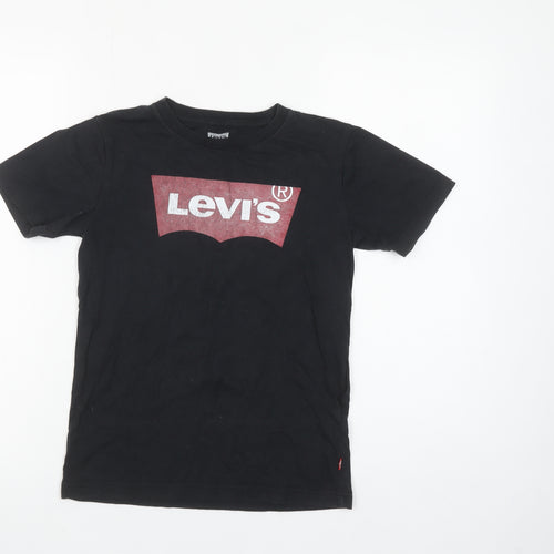 Levi's Boys Black Graphic Logo Short Sleeve Cotton T-Shirt 10 Years