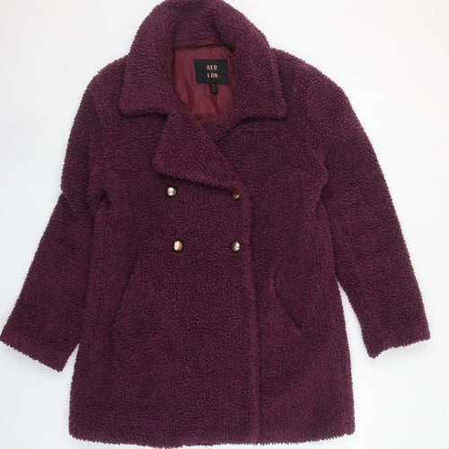 QED LDN Women’s Purple Fleece Pea Coat Size 10