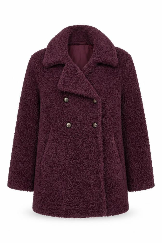 QED LDN Women’s Purple Fleece Pea Coat Size 10