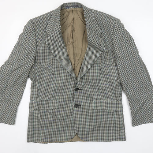 Pinstripe Fine Lines Men's Grey Check Wool Blazer 38 Short Regular Fit