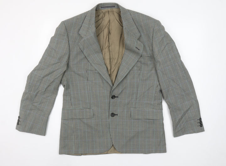 Pinstripe Fine Lines Men's Grey Check Wool Blazer 38 Short Regular Fit