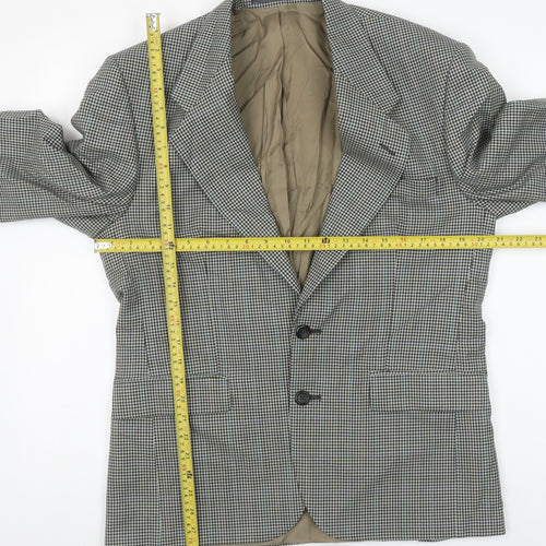 Pinstripe Fine Lines Men's Grey Check Wool Blazer 38 Short Regular Fit