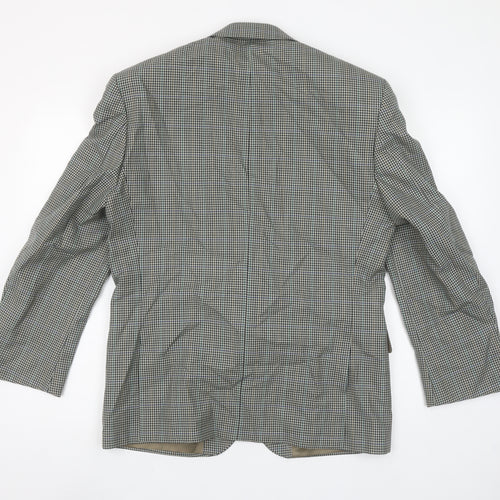 Pinstripe Fine Lines Men's Grey Check Wool Blazer 38 Short Regular Fit