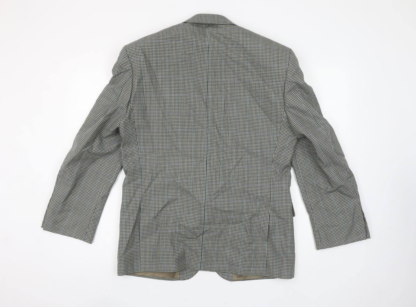 Pinstripe Fine Lines Men's Grey Check Wool Blazer 38 Short Regular Fit