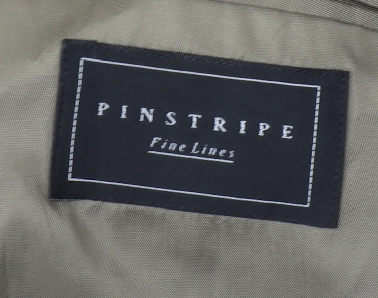 Pinstripe Fine Lines Men's Grey Check Wool Blazer 38 Short Regular Fit