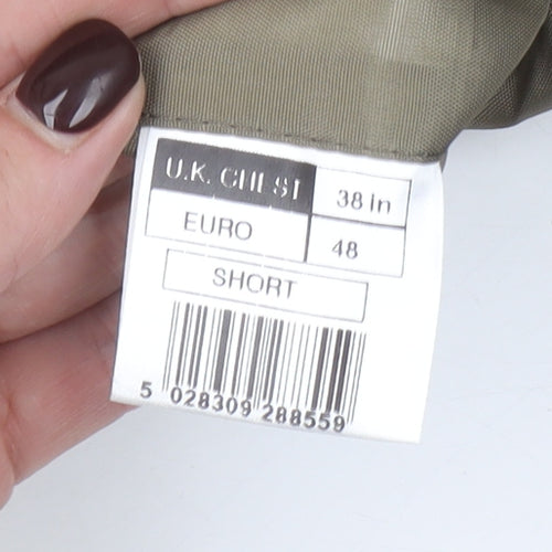 Pinstripe Fine Lines Men's Grey Check Wool Blazer 38 Short Regular Fit