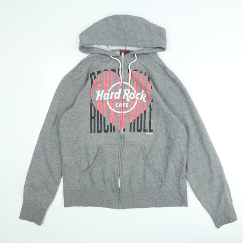 Hard Rock Cafe Women Grey M Basic Zip Hoodie Jacket