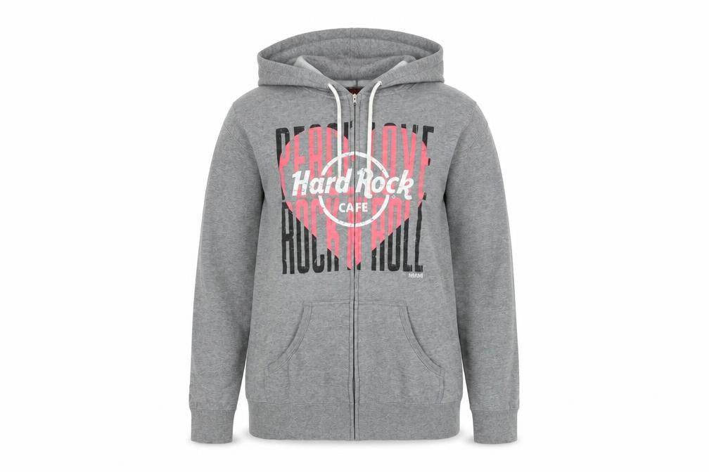 Front view of Hard Rock Cafe Women Grey M Basic Zip Hoodie Jacket