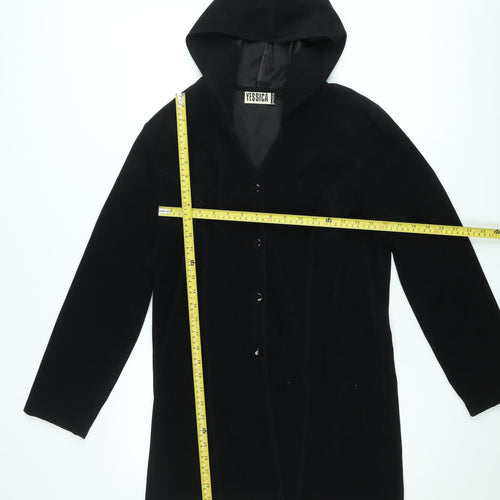 Yessica Womens Black Hooded Mid-Length Jacket UK 16