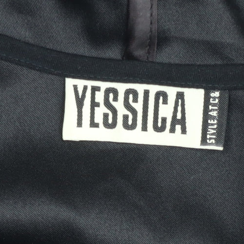 Yessica Womens Black Hooded Mid-Length Jacket UK 16