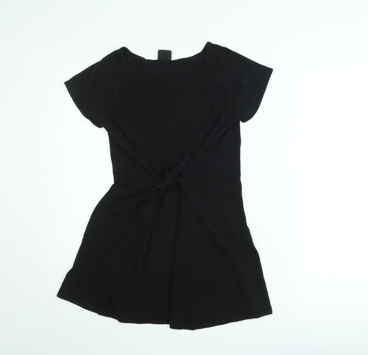 Bitte Kai Rand Women Black Short Sleeve Belted T-Shirt Dress M