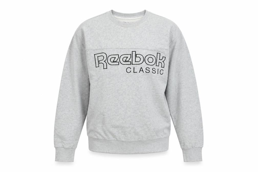 Front view of Reebok Classic Grey Crew Neck Sweatshirt Women's M Cotton Blend