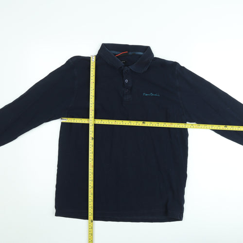 Pierre Cardin Men's Blue Long Sleeve Cotton Polo Shirt M