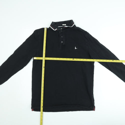 Jack Wills Men's Black Long Sleeve Polo Shirt Size M Cotton Classic Fit