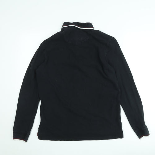 Jack Wills Men's Black Long Sleeve Polo Shirt Size M Cotton Classic Fit