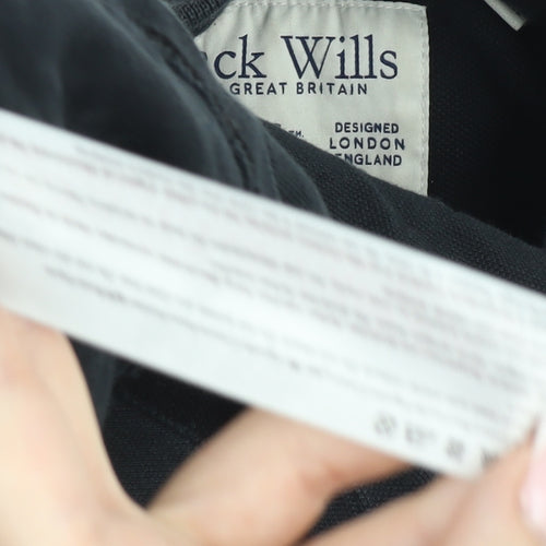 Jack Wills Men's Black Long Sleeve Polo Shirt Size M Cotton Classic Fit