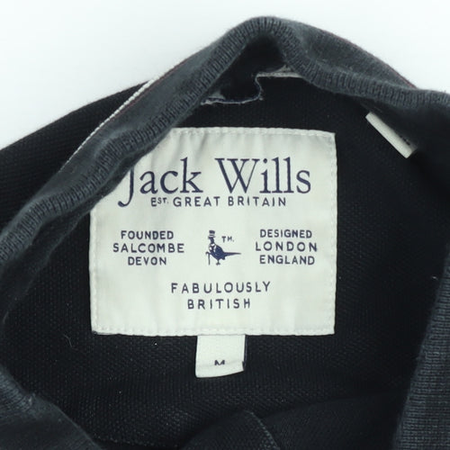 Jack Wills Men's Black Long Sleeve Polo Shirt Size M Cotton Classic Fit