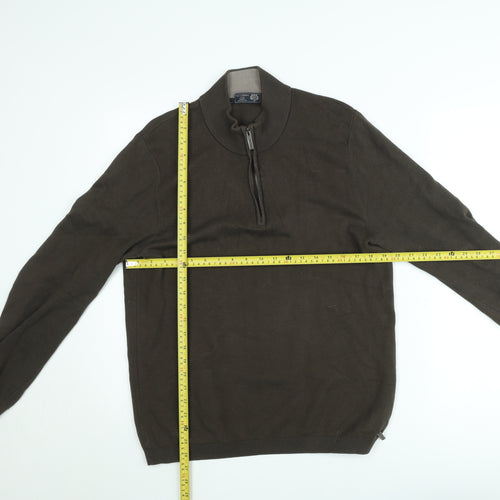 Paul Costelloe Men’s Brown 1/2 Zip Cotton Knit Sweatshirt Medium