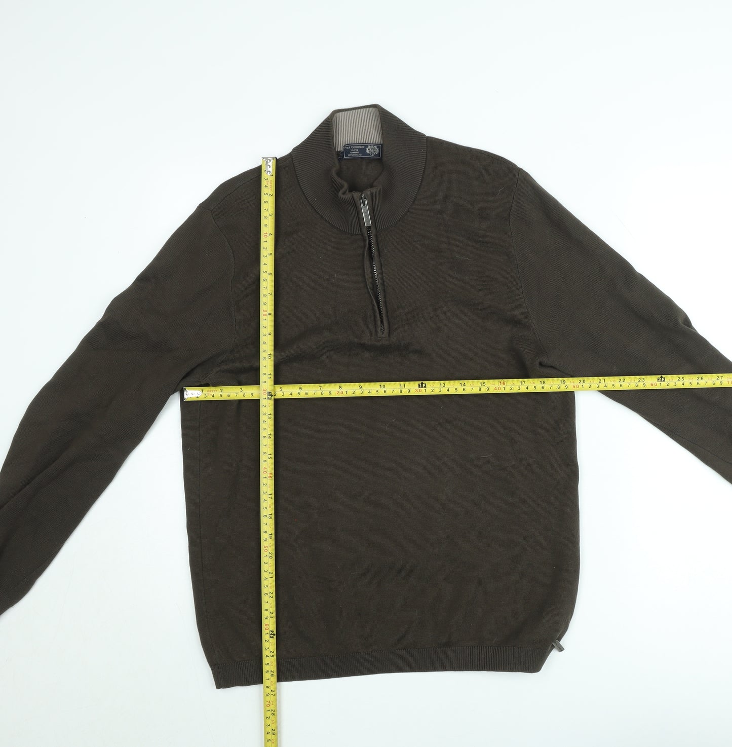 Paul Costelloe Men’s Brown 1/2 Zip Cotton Knit Sweatshirt Medium