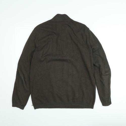 Paul Costelloe Men’s Brown 1/2 Zip Cotton Knit Sweatshirt Medium