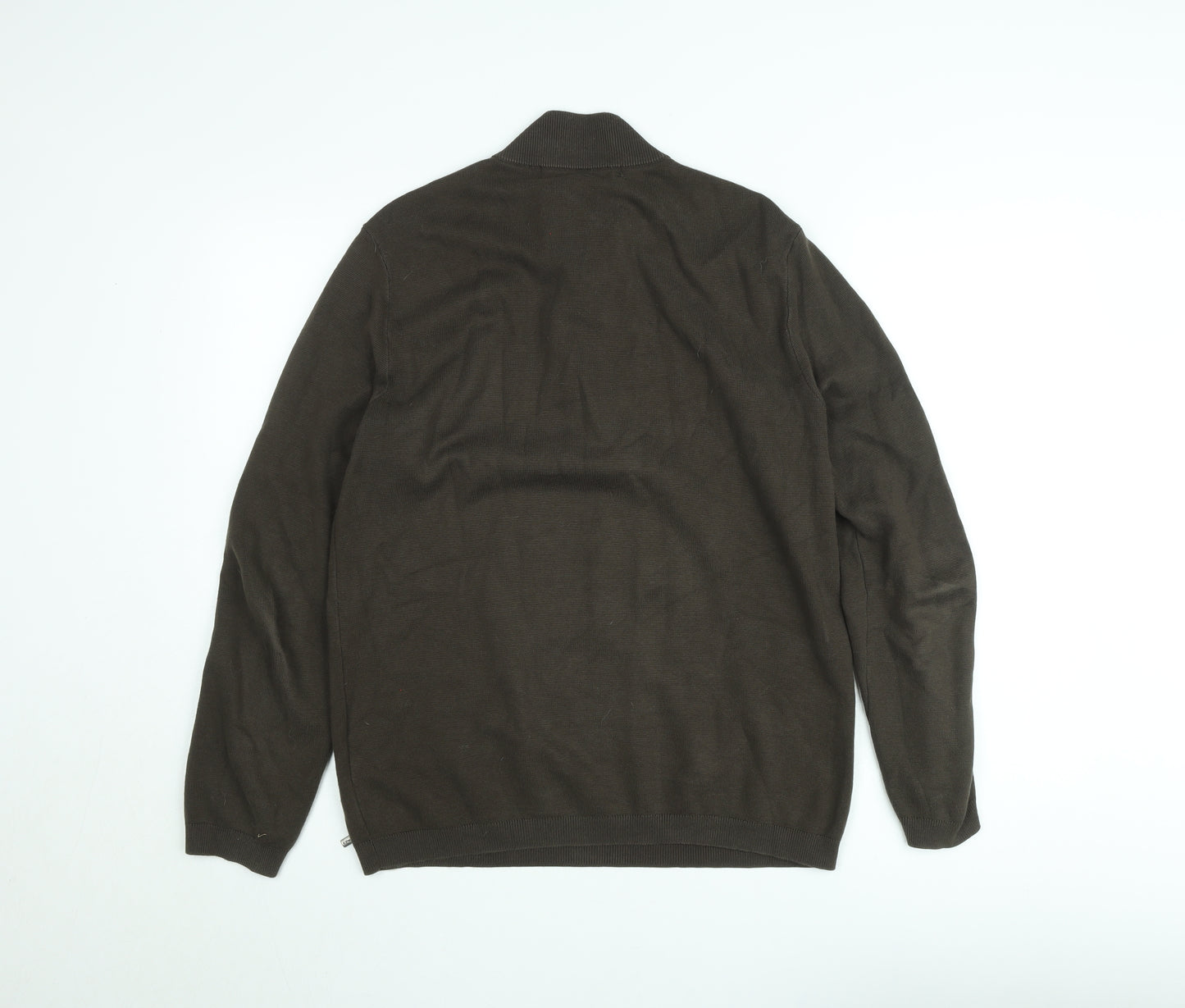 Paul Costelloe Men’s Brown 1/2 Zip Cotton Knit Sweatshirt Medium