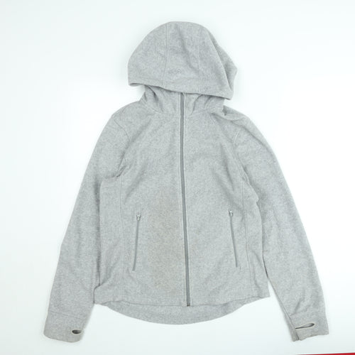 H&M Women Grey Soft Shell Hooded Jacket Size 12