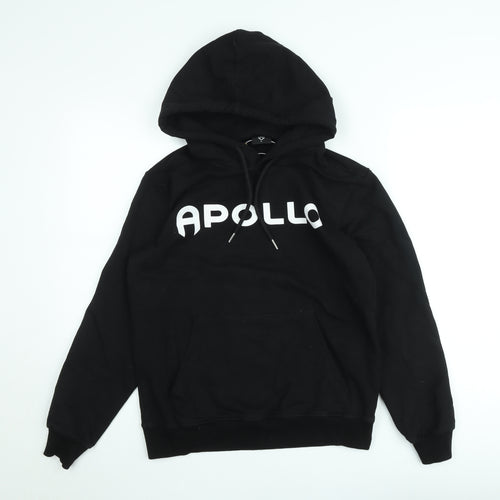 Apollo Men's Black Pullover Hoodie Small Graphic Print Cotton
