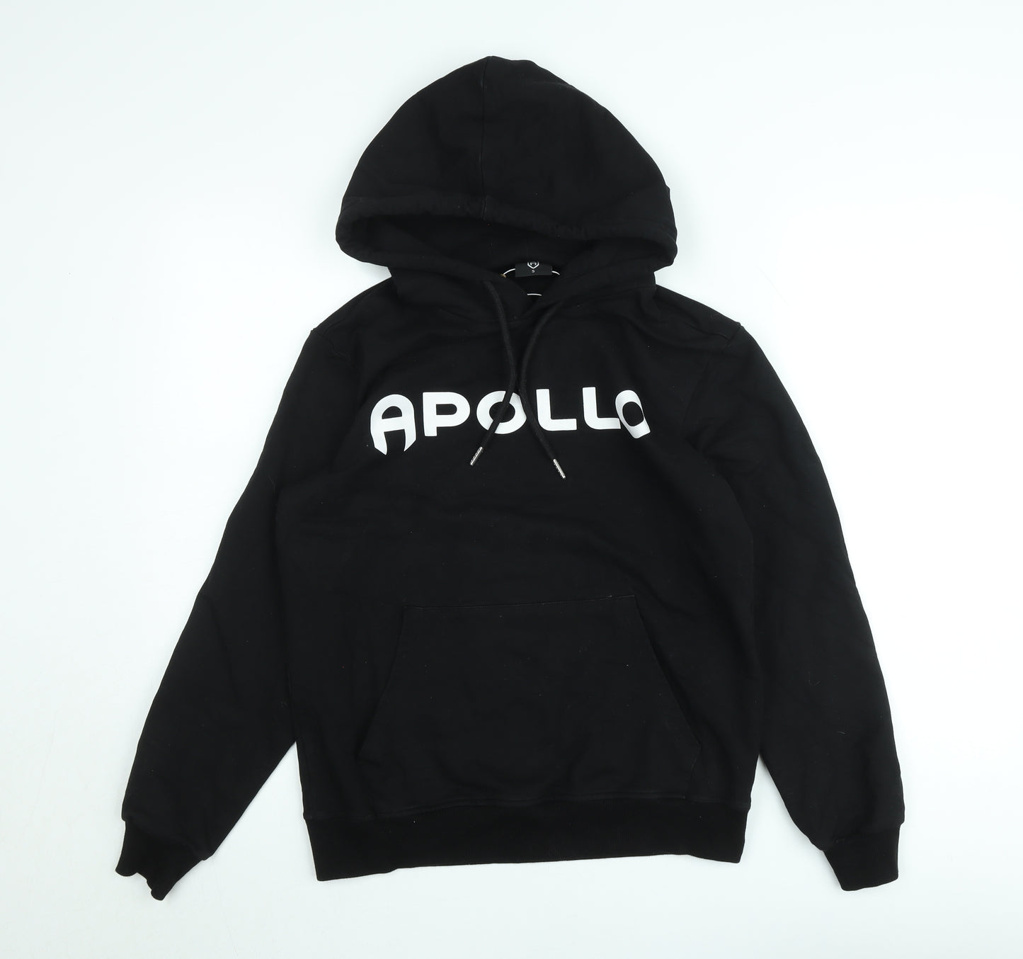 Apollo Men's Black Pullover Hoodie Small Graphic Print Cotton