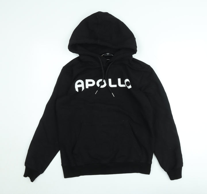 Apollo Men's Black Pullover Hoodie Small Graphic Print Cotton