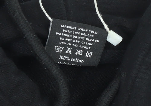 Apollo Men's Black Pullover Hoodie Small Graphic Print Cotton
