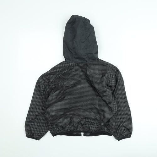 Nike Boys Black Check Windbreaker Jacket Size 8-9 Years Hooded Zip Up