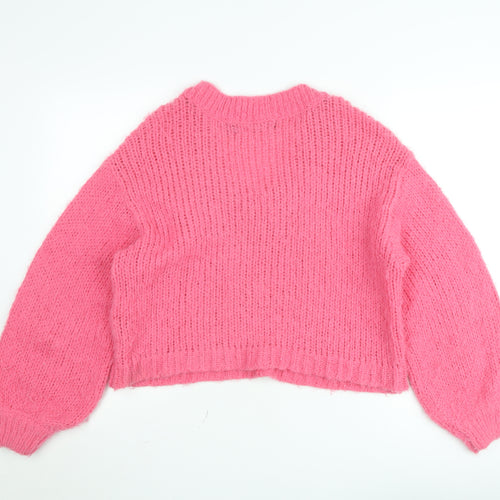 Vero Moda Women Pink Chunky Knit V-Neck Pullover Jumper Size M