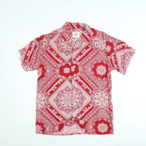 Redefined Rebel Men's Red Bandana Print Short Sleeve Button-Up Shirt M