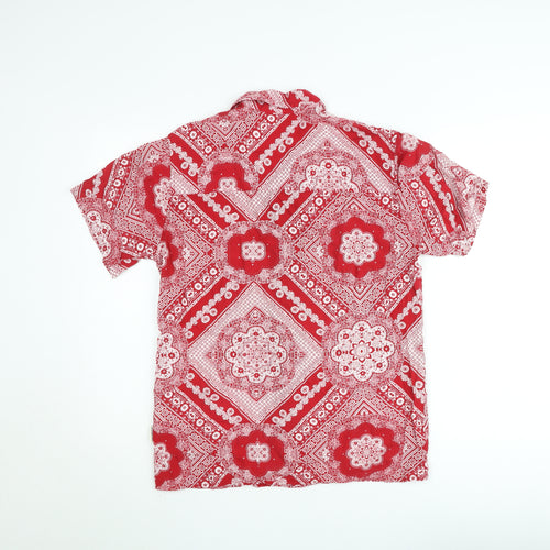 Redefined Rebel Men's Red Bandana Print Short Sleeve Button-Up Shirt M