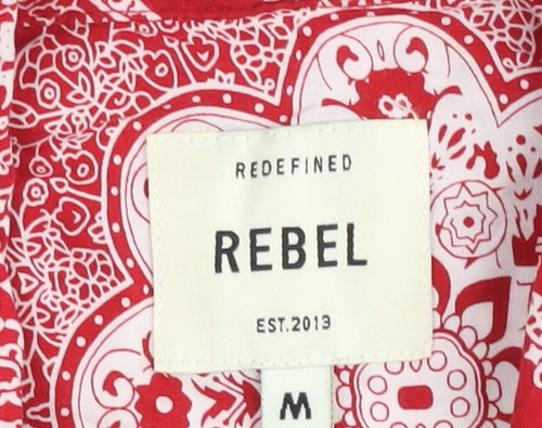 Redefined Rebel Men's Red Bandana Print Short Sleeve Button-Up Shirt M