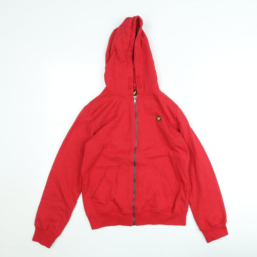 Lyle & Scott Boys Red Full Zip Hooded Basic Jacket 12-13 Years
