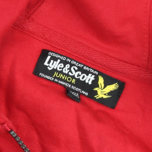 Lyle & Scott Boys Red Full Zip Hooded Basic Jacket 12-13 Years