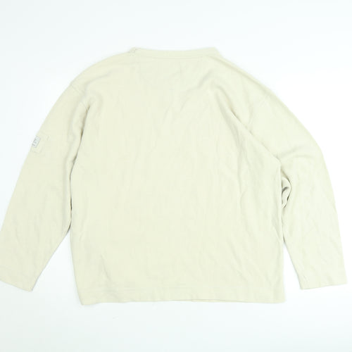 Cedarwood State Men's Beige Cotton V-Neck Jumper Size M