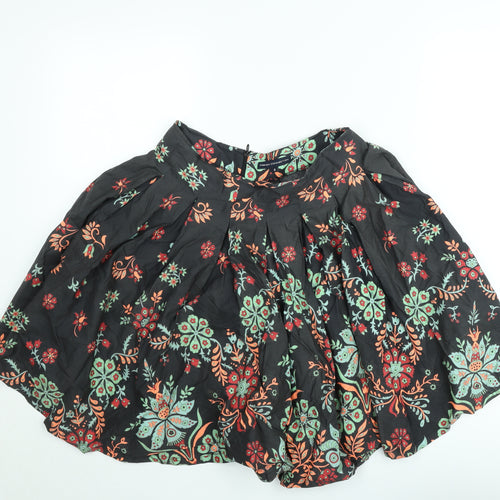 French Connection Women's Black Floral A-Line Short Skirt Size 8