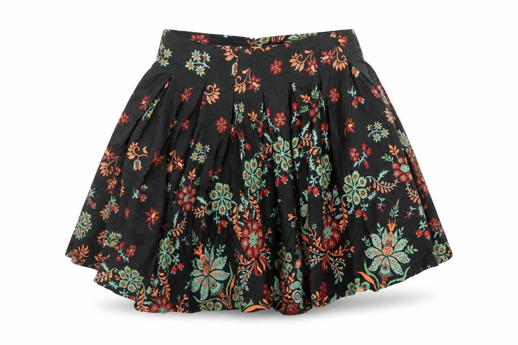 French Connection Women's Black Floral A-Line Short Skirt Size 8